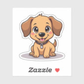 Charmante Kawaii teckel, stralende glimlach, klein Sticker (Vel)