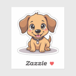 Charmante Kawaii teckel, stralende glimlach, klein Sticker