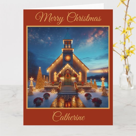 Charmante kerk met kerst kaart (Gele Bloem)