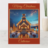 Charmante kerk met kerst kaart (Voorkant)