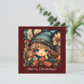 Charmante kerst Elf  Feestdagenkaart (Staand voorkant)