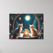Charmante Kerst Kittens met Feestelijke Decor Canvas Afdruk (Voorkant)