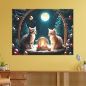 Charmante Kerst Kittens met Feestelijke Decor Canvas Afdruk (Insitu (Woonkamer))
