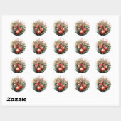 Charmante Kerst Mistletoe Custom Number Ronde Sticker (Vel)