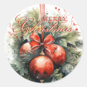 Charmante Kerst Mistletoe Custom Number Ronde Sticker (Voorkant)