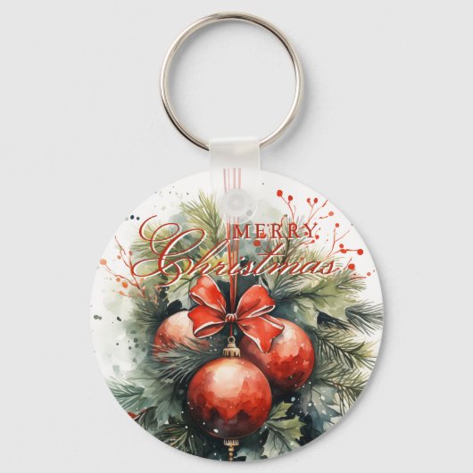 Charmante Kerst Mistletoe Custom Number Sleutelhanger (Voorkant)