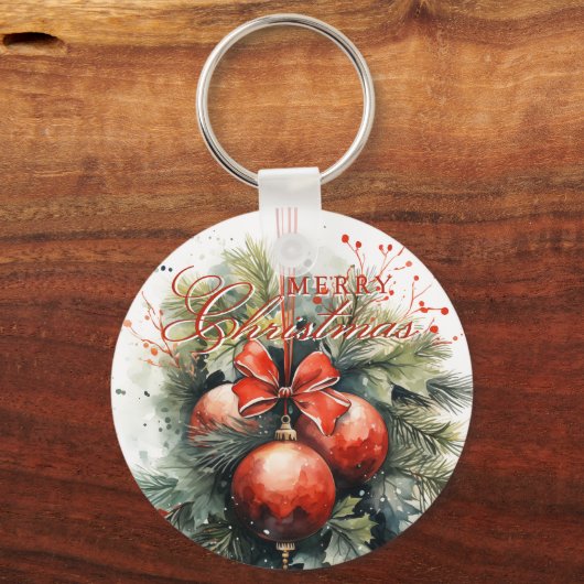 Charmante Kerst Mistletoe Custom Number Sleutelhanger (Voorkant)
