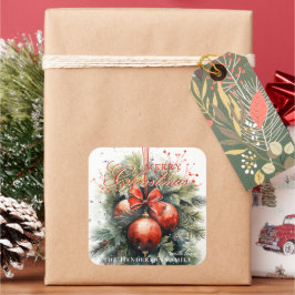Charmante Kerst Mistletoe Custom Number Vierkante Sticker