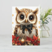 Charmante kerst uil feestdagenkaart (Staand voorkant)