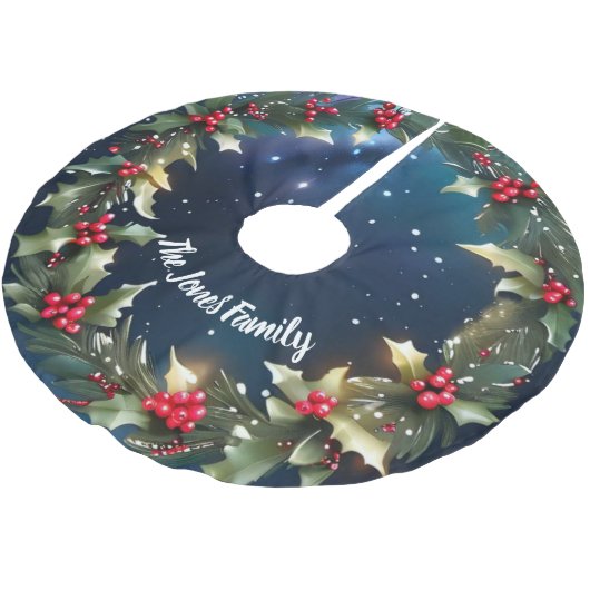 Charmante kerstbasis in Holly Berry Design Kerstboom Rok (Gekanteld)