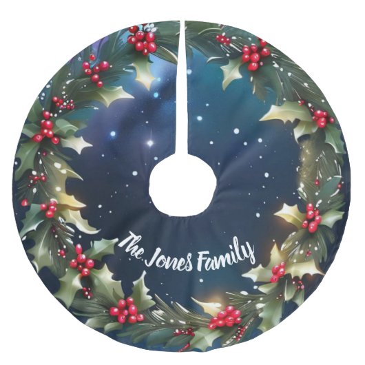 Charmante kerstbasis in Holly Berry Design Kerstboom Rok (Voorkant)