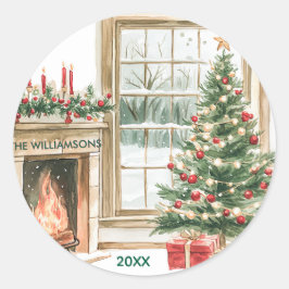 Charmante kerstboom cadeaus ronde sticker
