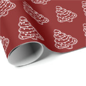 Charmante Kerstboom Cookie Wit & Rood Cadeaupapier (Rol Hoek)