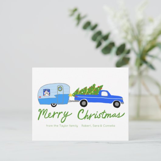 Charmante Kerstcamper  RV Xmas CUSTOM Briefkaart (Staand voorkant)