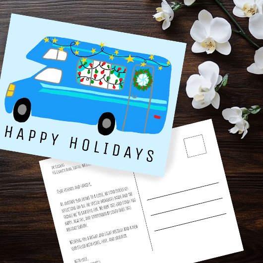 Charmante Kerstcamper  RV Xmas CUSTOM Briefkaart