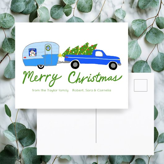 Charmante Kerstcamper  Trailer Retro RV Briefkaart