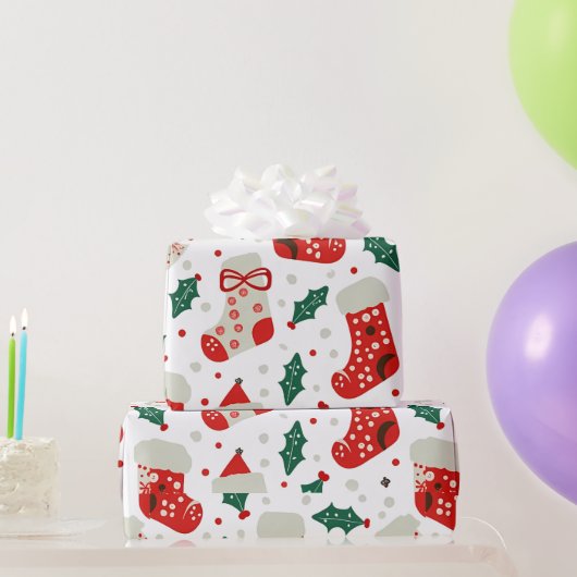 Charmante kerstkousen en Holly Pattern Cadeaupapier (Feestgeschenken)