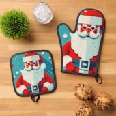 Charmante Kerstman Ovenwant & Pannenlap Set (Top down)