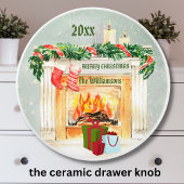 Charmante kerstschouw scene keramische knop