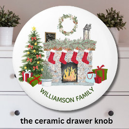 Charmante kerstschouw scene keramische knop