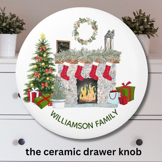 Charmante kerstschouw scene keramische knop