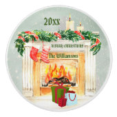 Charmante kerstschouw scene keramische knop (Voorkant)