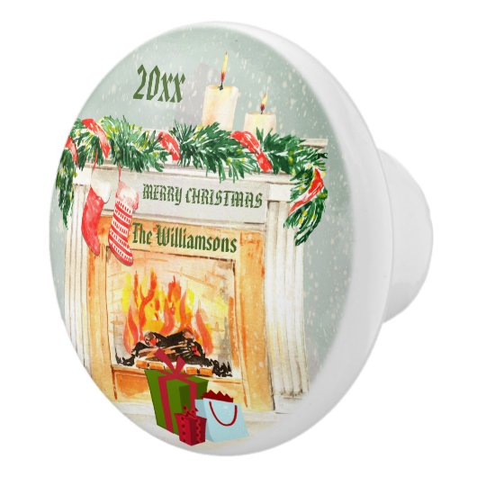 Charmante kerstschouw scene keramische knop (Rechts)