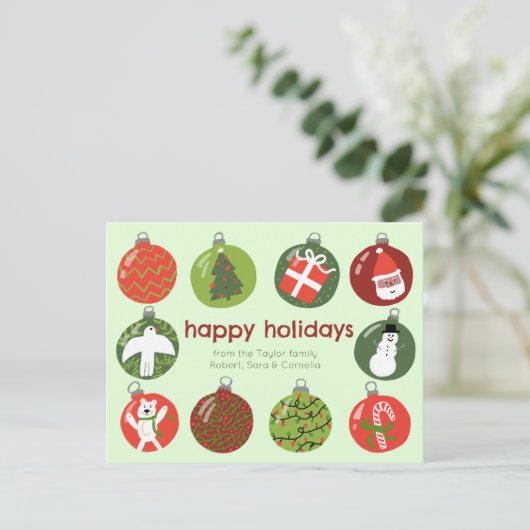 Charmante Kerstversieringen  Xmas CUSTOM Briefkaart (Staand voorkant)