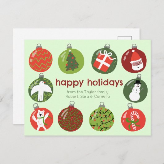 Charmante Kerstversieringen  Xmas CUSTOM Briefkaart (Voorkant / Achterkant)