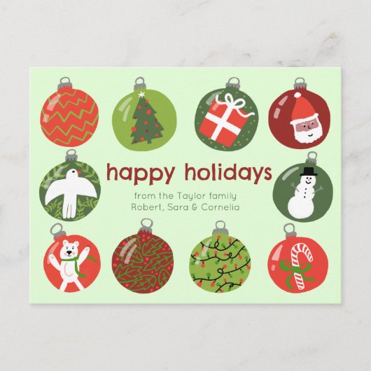 Charmante Kerstversieringen Xmas CUSTOM Briefkaart (Voorkant)