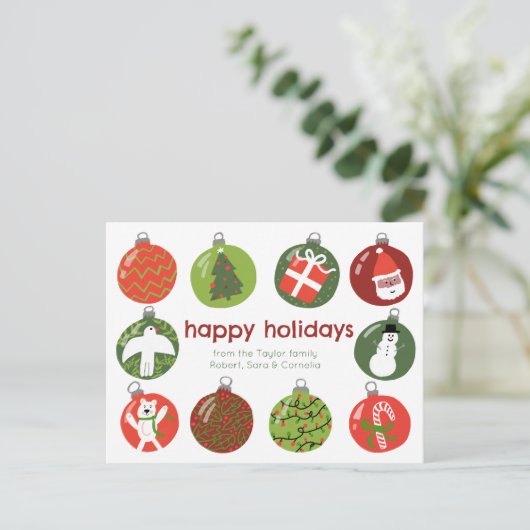 Charmante Kerstversieringen  Xmas CUSTOM Briefkaart (Staand voorkant)