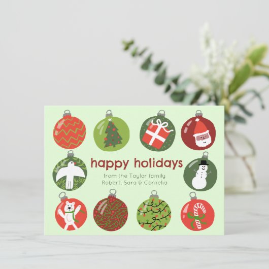 Charmante Kerstversieringen Xmas CUSTOM Feestdagenkaart (Staand voorkant)