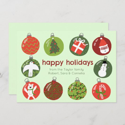 Charmante Kerstversieringen Xmas CUSTOM Feestdagenkaart (Voorkant / Achterkant)