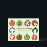 Charmante Kerstversieringen  Xmas CUSTOM Feestdagenkaart<br><div class="desc">Perfecte kaart om uit te sturen als vakantie groeten! Met de hand gemaakte kunst voor jou! VOLLEDIG ! Klik hierboven op "Personaliseren" om de tekst te bewerken. Klik op "bewerken met het ontwerpgereedschap" om de lettertypen, kleuren en plaatsingen aan te passen en om tekst aan de achterzijde toe te voegen...</div>