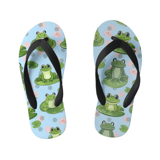Charmante Kikker en Toad Pond Party Kinder Teenslippers (Voetbed)
