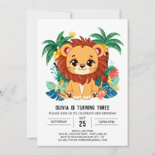 Charmante Kinder Lion digitale verjaardag Kaart