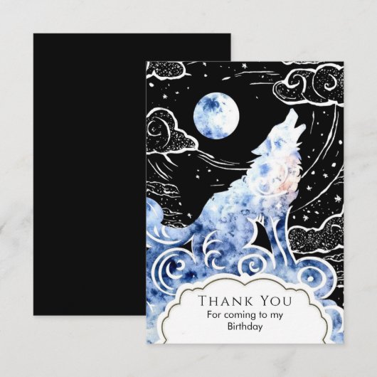 Charmante Kinderen Wolf Verjaardag Bedankkaart (Voorkant / Achterkant)