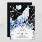 Charmante Kinderen Wolf Verjaardag Kaart (Voorkant / Achterkant)