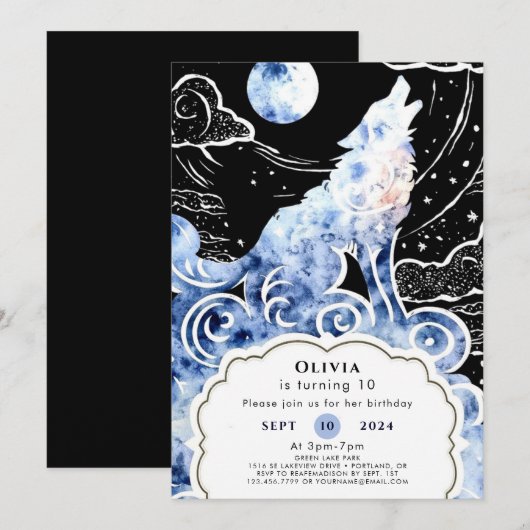 Charmante Kinderen Wolf Verjaardag Kaart (Voorkant / Achterkant)