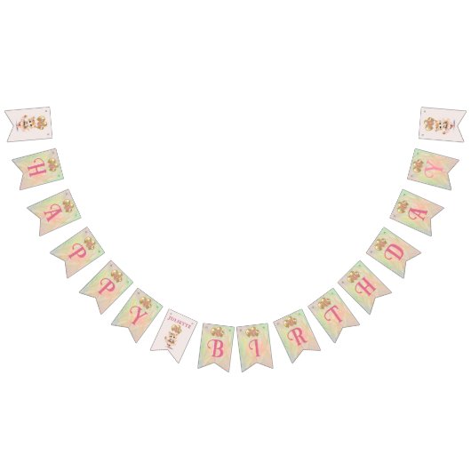 Charmante kitten meisje 1e Gelukkige Verjaardagsba Vlaggetjes (Alle)