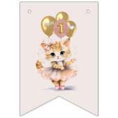 Charmante kitten meisje 1e Gelukkige Verjaardagsba Vlaggetjes (Eerste vlag)