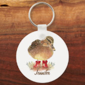 Charmante kleine Duck in Red Rubber Boots Sleutelhanger (Voorkant)
