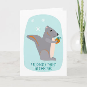 Charmante kleine eekhoorn Kerstmis voor de buurman Feestdagen Kaart