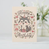 Charmante kleine wolf digitale verjaardag kaart (Staand voorkant)
