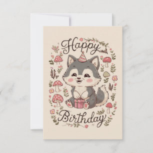 Charmante kleine wolf digitale verjaardag kaart