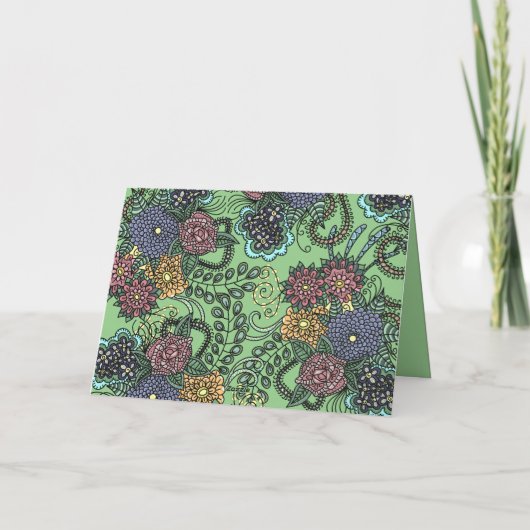 Charmante kleurrijke doedel bloemen Moederdag Kaart (Achterkant)