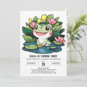 Charmante kleurrijke kikker digitale verjaardag kaart (Staand voorkant)