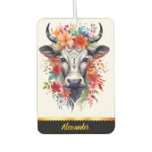 Charmante koe luchtverfrisser met bloemen (Voorkant)