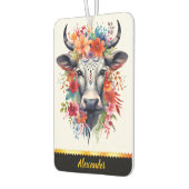 Charmante koe luchtverfrisser met bloemen (Links)