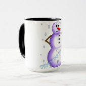 Charmante koffie-mok met sneeuwpopthema. Met Mok (Voorkant links)